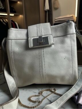 Tignanello White Leather Bag with Silver Lock​​